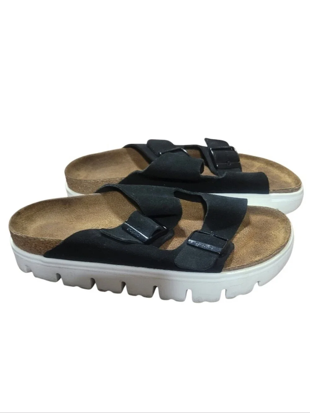 Birkenstocks Arizona Papillio Chunky Suede Leather Sandals In black Sz 10  EU 41